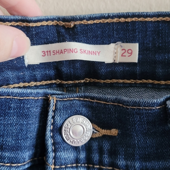 Levi's 311 Shaping Skinny dark wash denim destructed jeans Women's size 29 - Picture 3 of 12